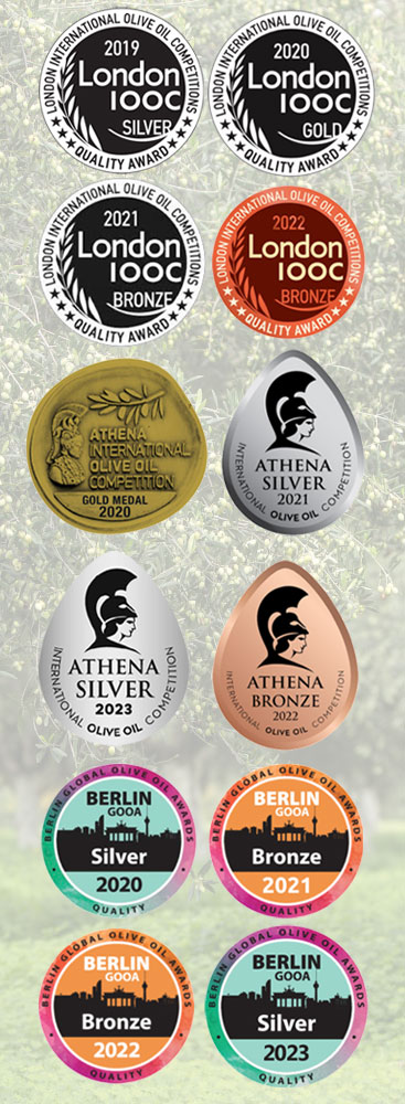 Μετάλλια & ειδικά βραβεία για ελαιόλαδο 2019-2020 Tombazis Olive Grove